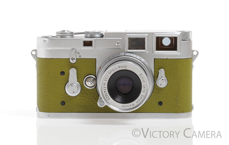 Leica M3 DS 35mm Rangefinder w/ Elmar 5cm f3.5 Lens -Green Leather-