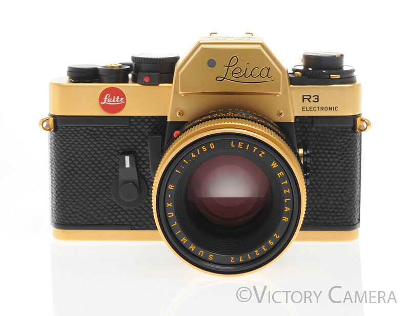 Leica R3 24 Karat Gold Camera 100 Anniversary Mint in Box 50mm Summilux Lens - Victory Camera