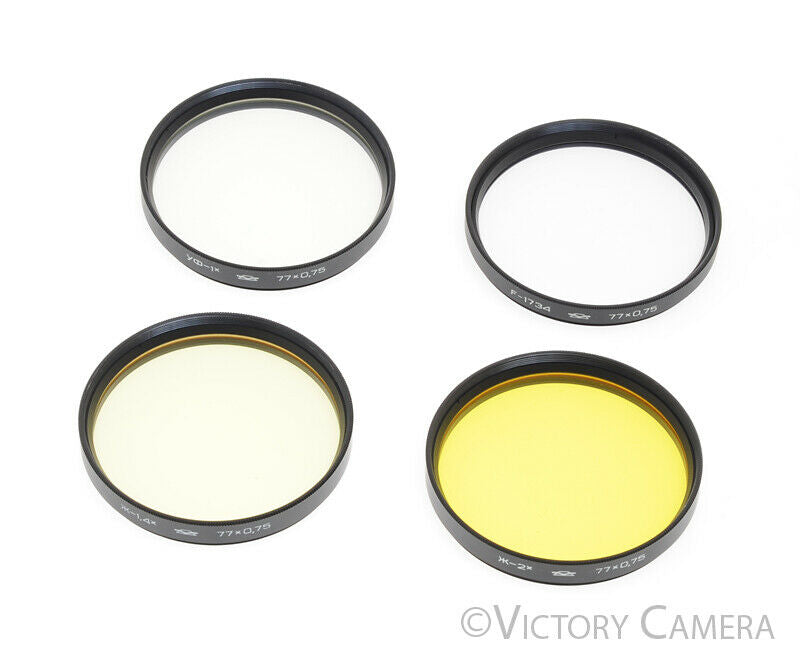 Zenit Filter Set of 4 77mm (Yellow, UV) for Krasnogorsk 3 K-3 16mm Film Camera [Good] - Victory Camera