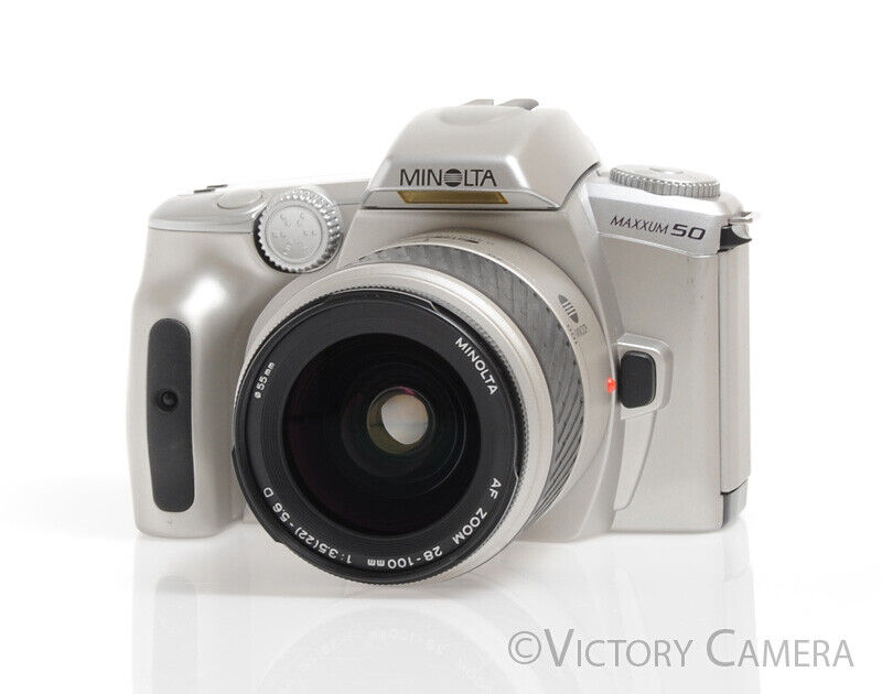 Minolta Maxxum 50 Chrome 35mm AF Film Camera / 28-100mm Zoom Lens -Clean- - Victory Camera