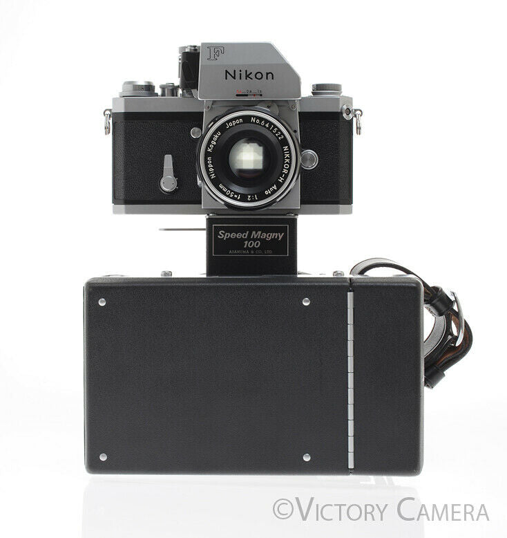 Nikon F Camera Speed Magny 100 4x5 Polaroid Outfit -Clean-